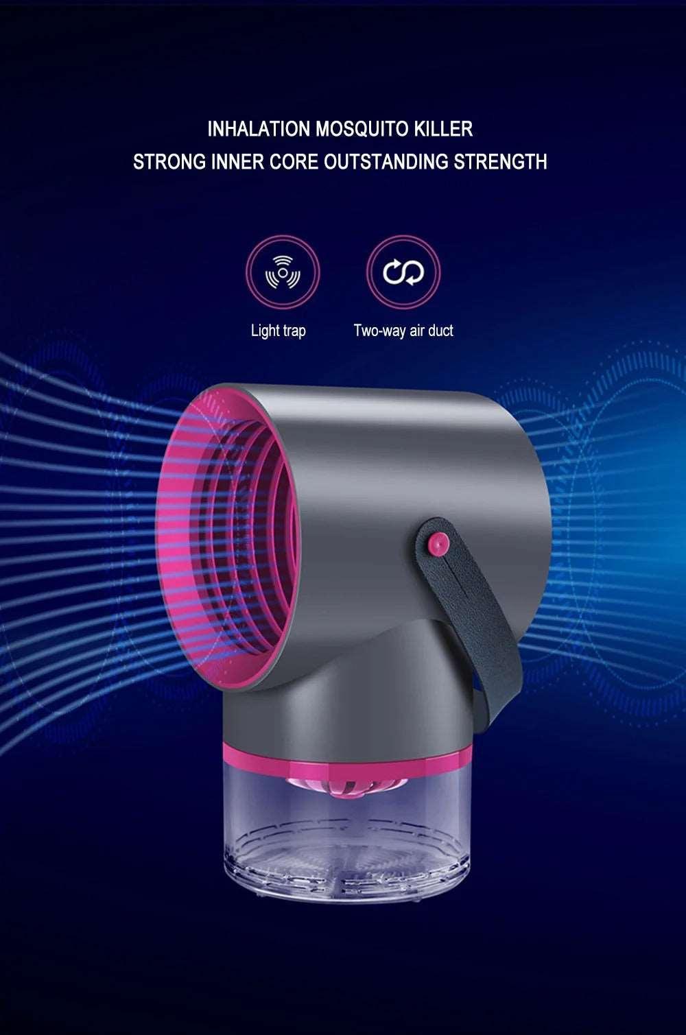 LED lamp attracts & traps mosquitos with light. Kills them safely, zap-free. Safe for homes & bedrooms.