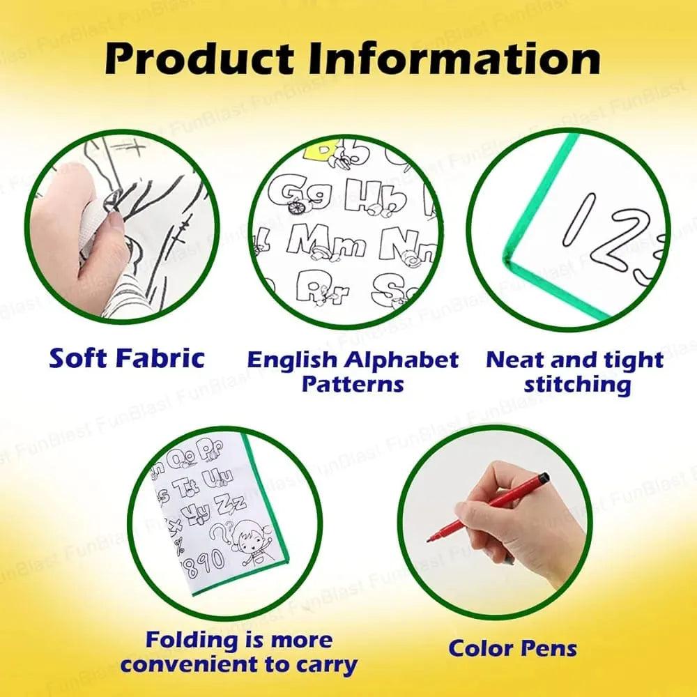 Washable ABC Doodle & Colouring Canvas Mat + Free Magic Notebook