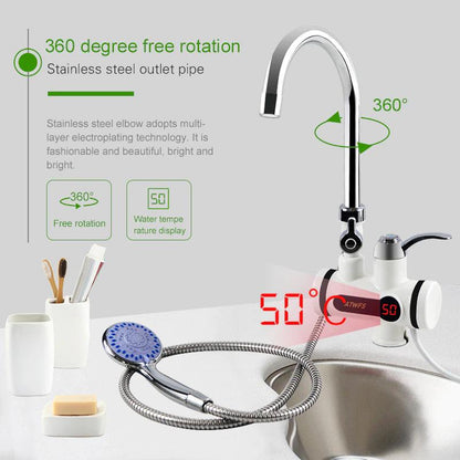 220V Digital Tankless Instant Heater Faucet Hot/Cold Water Tap for Kitchen & Washroom