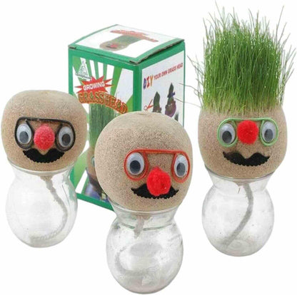 DIY kit to grow funny "grass hair" on a doll. Fun for kids to watch grow, learn, and play hairdresser!